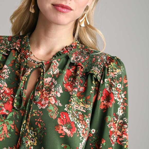 UMGEE Radiant Green Floral Autumn Blouse - NWT - Size M - Picture 4 of 4
